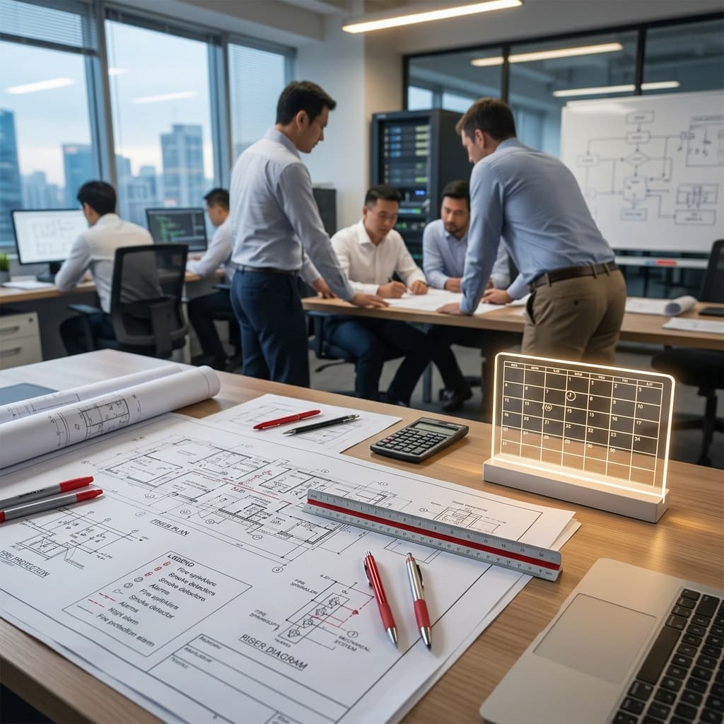 صورة مقال: مراحل ومسار الوقت المتوقع لاعتمادات الدفاع المدني في المشاريع